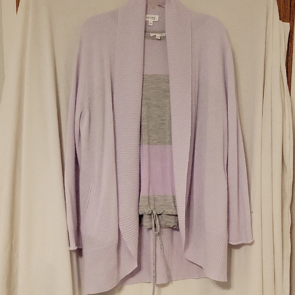 Lavender Open Front Cardigan Sweater